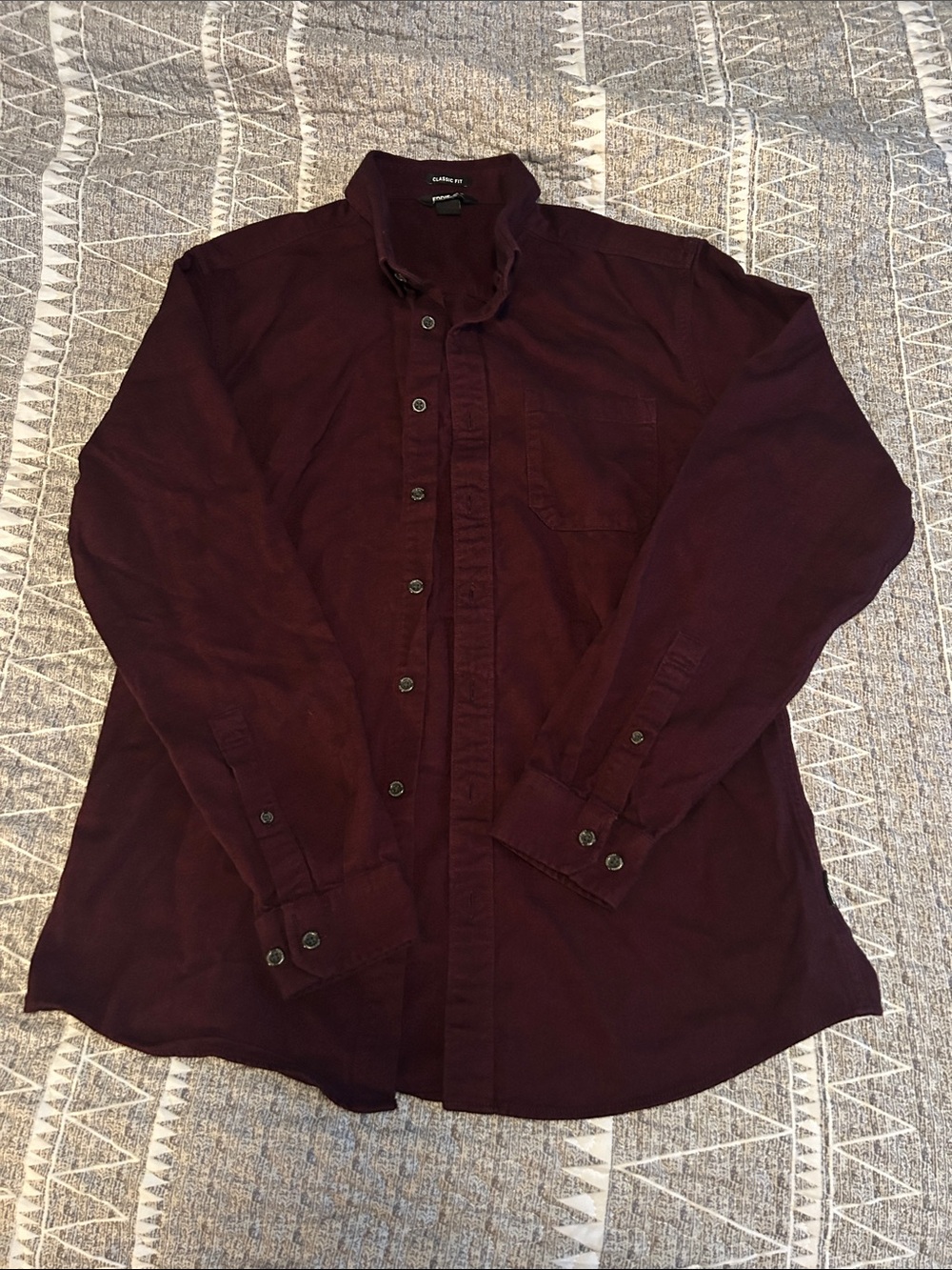 Eddie Bauer Men's Burgundy Long-Sleeve Button-Down Shirt
